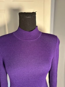 St John Sport Mock Neck Sweater, Sz Small, Purple - Picture 1 of 8
