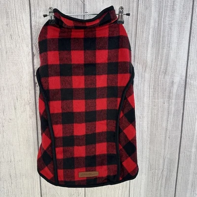 Eddie Bauer Dog Coat XL Buffalo Plaid Black/Red Fleece Lined Jacket 65-95lb - Image 1 of 4