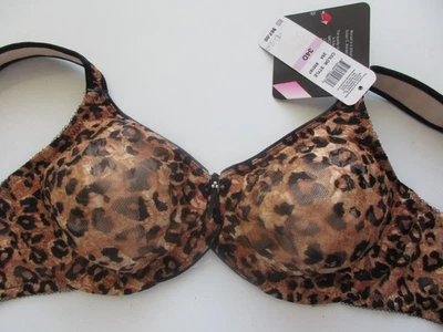 Sujetador Wacoal NUEVO CON ETIQUETAS 855167 Estampado de Leopardo Conciencia Cobertura Completa UW Marrón 34D U89BAG9 Foto 1 de 4