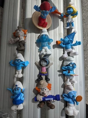 11x SMURFS Dwarves Dwarfs BLUE Leprechaun FIGURES McDonald's TOYS LOT Peyo 2013 - image 1 of 4