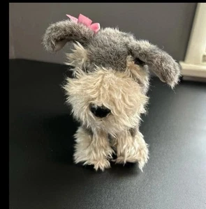 Battat Dog Plush Puppy Gray Schnauzer 9" Dog Pink Bow Stuffed Animal Toy - Picture 1 of 11