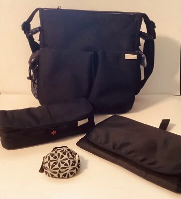 Skiphop Pottery Barn Kids Black Diaper Bag Adjustable Strap With Accessories - Image 1 of 4