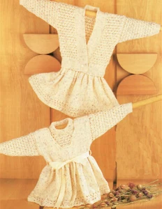 Baby Girl 4ply Skirt Pinafore Sweater + Cardigan Knitting Pattern 16-24 inch - Picture 1 of 1