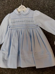 SALE NEW SARAH LOUISE BLUE SMOCKED DRESS STYLE 013392-1 SIZE 6 MTHS 12 MTHS - Picture 1 of 1