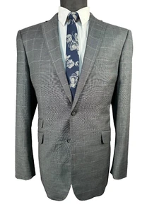 ENGLISH LAUNDRY Mens Gray Overcheck ATHLETIC FIT Sport Coat Blazer Jacket 44R - Picture 1 of 9