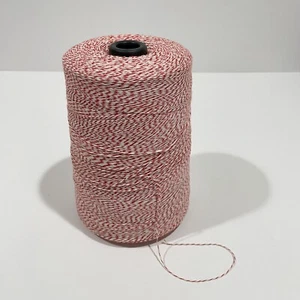 Large Spool Cone 3 Ply Red & White Bakers Twine String Bulk Cotton Poly - Picture 1 of 6