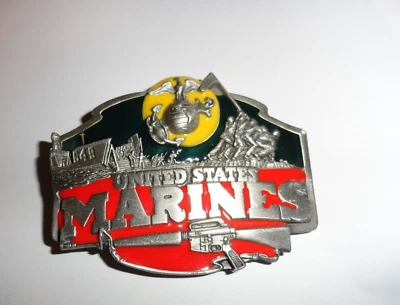 1987 Siskiyou hebilla de cinturón esmaltada ¡LOS MARINES, LOS POCOS, LOS ORGULLOSOS, LOS VALIENTES! Foto 1 de 4