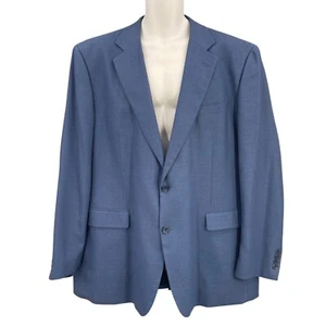 Stafford Blazer Men Size 46L Linen Blend Sport Coat Jacket Two Button Trend Blue - Picture 1 of 14