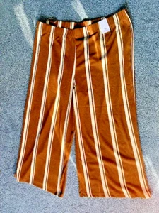Womens Wide Leg Trousers Striped New Plus Size Pants UK Size 20 22 24 - Picture 1 of 3