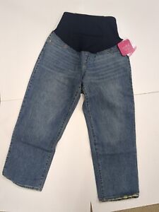 Over Belly Cropped Vintage Straight Maternity Jeans Size 6 - Isabel Maternity