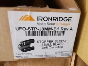 IronRidge UFO-STP-38MM-B1 Stopper Sleeve, 38MM, Black, Qty 100 Pieces  - Picture 1 of 1