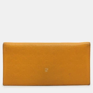 CH Carolina Herrera Yellow Embossed Leather Wallet - Picture 1 of 10