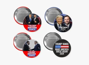 Trump-Vance 2024 4-Pack Campaign Buttons (2.25 inches) - Trump Vance 2024 pins - Picture 1 of 5