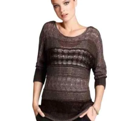 Suéter Alice + Olivia Mohair Mezcla Lana Marrón Brillante Lujo Transparente Elástico Talla M Foto 1 de 4