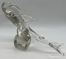 Vintage 11.5” Clear Glass Shark Sculpture Gorgeous! 3lbs 12oz
