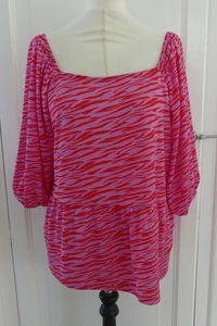 Tu Maternity Pink & Red Off The Shoulder Maternity Top UK 14 - Picture 1 of 4