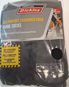 Huge 12 Pack Socks Genuine Dickies Men's Shoe Size 6-12 Black Work Crew 12 Pairs - Picture 1 of 7