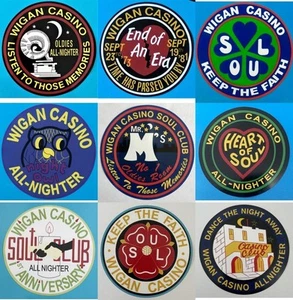 NORTHERN SOUL VINYL STICKER - SET OF 9 WIGAN CASINO 4" STICKERS - Picture 1 of 1