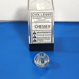 Chessex Borealis Würfel Konfetti mit schwarz - nur d12! - Bild 1 von 8