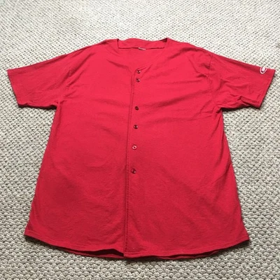 复古 90 年代棒球服 LT 大高大号超大红色棉 — 第 1/4 张图片