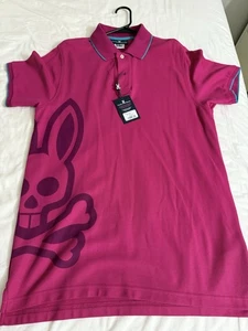 Psycho Bunny Herren schwarz Chatam Seite Häschen Logo Kurzarm Polo Shirt Medium  - Bild 1 von 4