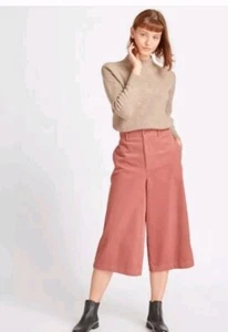 Uniqlo Corduroy High Waisted Pink Wide Leg Cropped Pants Size 6 Waist 27 NWT - Picture 1 of 5