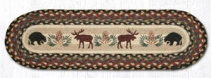 Braided Jute Stenciled Stair Tread Rug. BEAR MOOSE. Earth Rugs. 27" x 8.25" - Picture 1 of 1