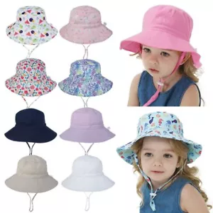 Cover Wide Brim Bucket Hat with Adjustable Chin Strap Baby Sun Hat Beach Cap - Picture 1 of 44