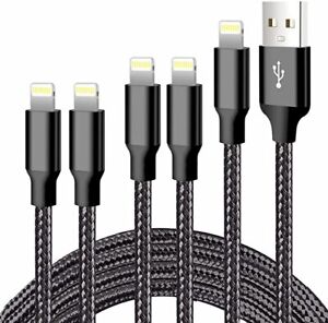 5 Pack 3/3/6/6/10ft Charging Cable Heavy Duty For iPhone 13 12 X 8 Plus Charger 