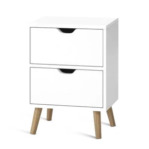 Artiss Bedside Table 2 Drawers Side Table Storage Cabinet Nightstand White BODEN - Picture 1 of 7