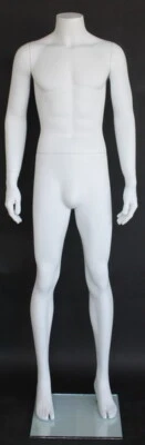 MANNEQUINSSHOP 5 ft 8 in Male Headless Mannequin Matte White Torso Body Form Leg STM006-WT New!