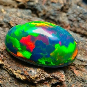 Natural Black Fire Opal Oval Cabochon 4.63 Ct AAA+ Australian Loose Gemstone - Picture 1 of 5