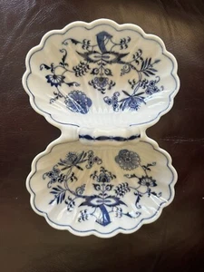 Blue Danube Handled Divided Candy Condiment Dish Made in Japan Ribbon Mark - Picture 1 of 8