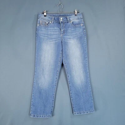 Code Bleu Women's Embroidered Pockets Denim Pants Mid Rise Blue Size 10 Regular - Image 1 of 4