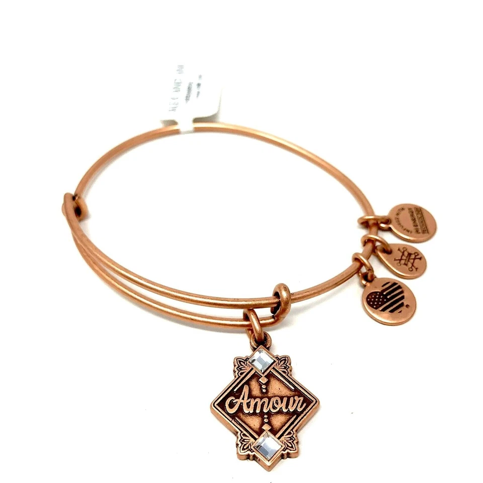 Alex and Ani Amour Rafaelian Rose Gold Charm Bangle Bracelet