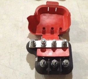 COVERED 3-SPOT FUSE HOLDER BLOCK FOR ANN/ANL/CNN FUSES WITH GROUND 5/16" BOLTS - Picture 1 of 6