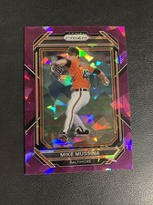 2023 Panini Prizm Mike Mussina Purple Cracked Ice Baltimore Orioles 