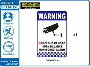 CCTV Video Surveillance cloud back up Alarm Camera reflective metal LARGE sign - Picture 1 of 3