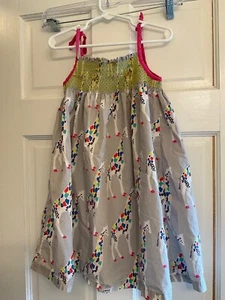 Mini Boden Girls Multicolor Giraffe Print Pink Ribbon Sundress size 5 6 - Picture 1 of 7