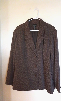 Dialogue Blazer Jacket Womens Size 28W Brown Long Sleeve Collared Button Front - Image 1 of 3