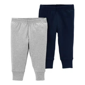 2-Pack Carter's Child of Mine Baby Boy Pant 6-9 Months Navy/Gray 100% Cotton - Picture 1 of 3
