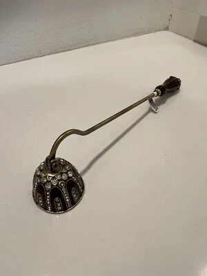 Lovely Rhinestone Enameled Jeweled  Brass Candle Snuffer 8.5” Long - Image 1 of 4