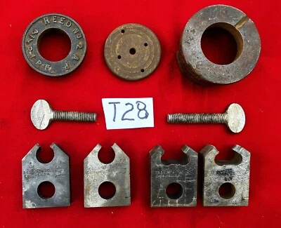 LOT T28 VINTAGE REED MFG CO PIPE THREADING TOOL PARTS, INCL. 3/8 R  & 3/4 R DIES - Image 1 of 4