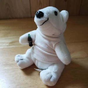 Coca-Cola Eisbär Plüsch mit Flasche im McDonalds Shirt 1997 Sammlerstück 5,5 Zoll - Bild 1 von 8