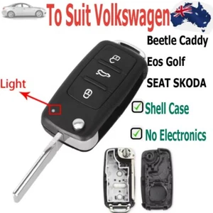 Remote Key Shell Case Fob To Suit Volkswagen Beetle Caddy Eos Golf SEAT SKODA 3B - Picture 1 of 3