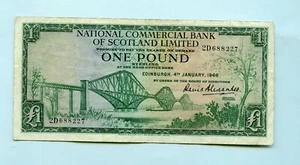 National Commercial Bank of Scotland £1 Banknote 4TH January 1966 Prefix 2D - Picture 1 of 2
