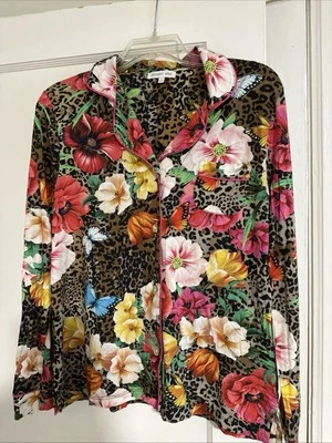 Johnny Was Floral Animal Print Sleep Shirt Womens Small Geometric Flowers Exc! - Image 1 of 4