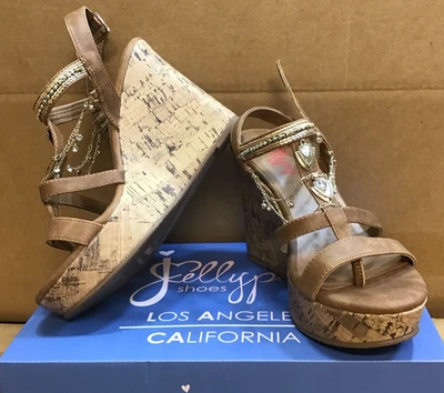 Sandalia de cuña Jellypop Raziel marrón liso coñac para mujer R3 Foto 1 de 4