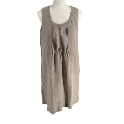 Vestido recto de lino Garnet Hill para mujer 4 topo ligero Lagenlook Coastal Resort Foto 1 de 4