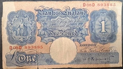 (1940-48) Gran Bretaña 1 libra P367a, D08D-893885. Foto 1 de 2